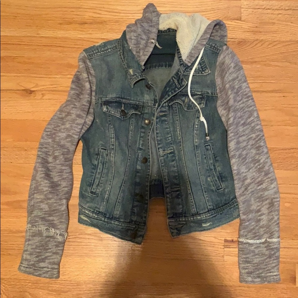 Free People Denim Jacket with Hooded Sweatshirt
